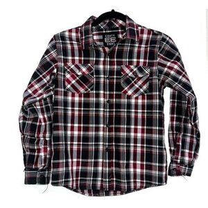 Eighty Eight Boys Plaid Long Sleeve Shirt Size 10/12 Red/Black Button-Up Casual